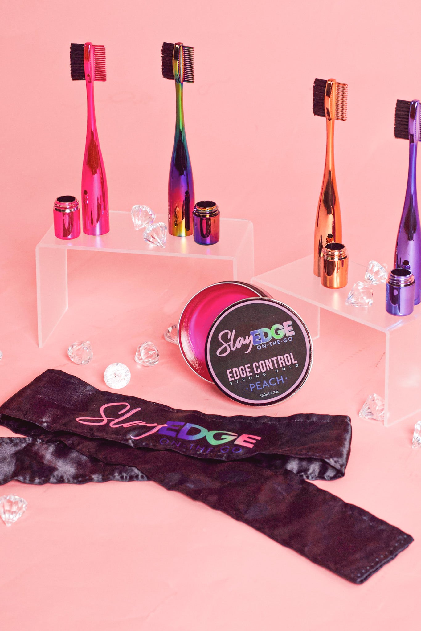 Edge Control Wax for Women 5.3oz – Strong Hold, Non-Greasy Edge Smoother & Styling Tamer, No Flaking or White Residue, Adds Shine & Smooths, Peach Scent