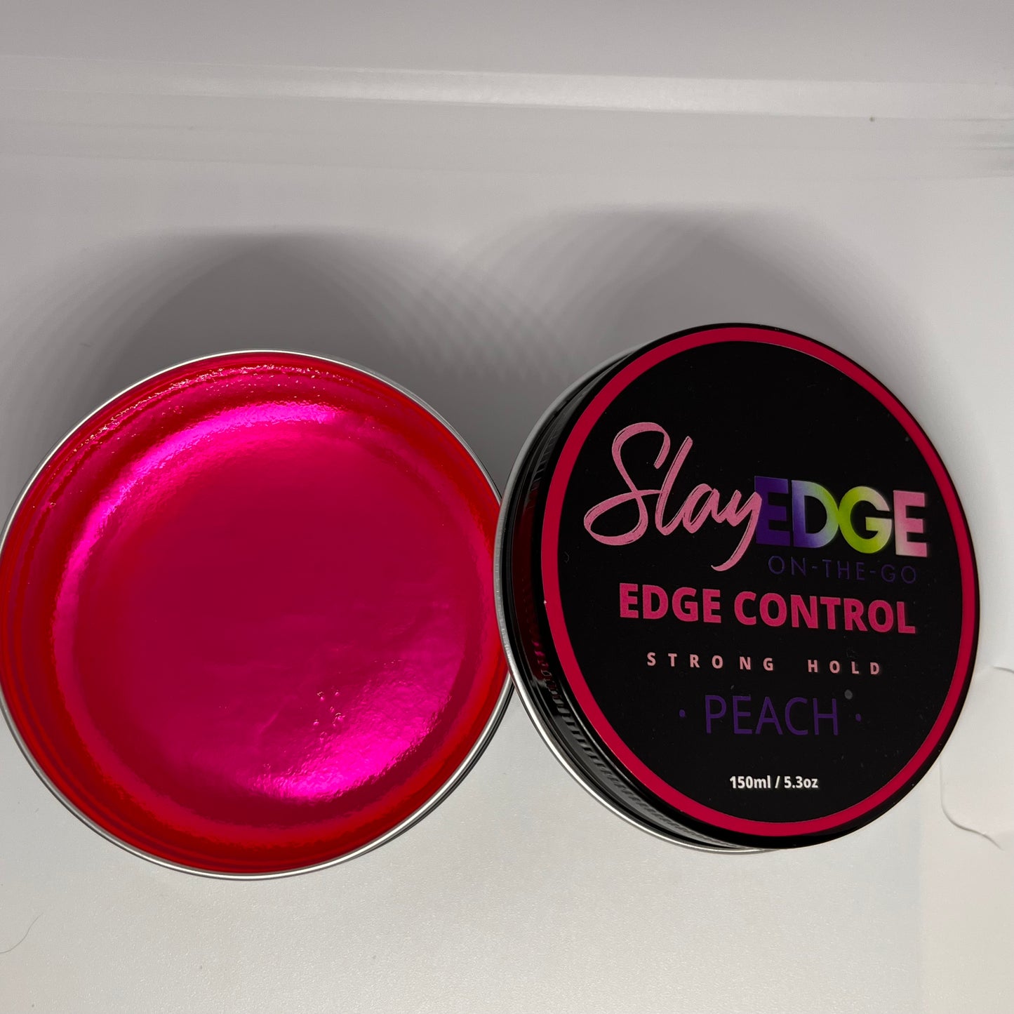 Edge Control Wax for Women 5.3oz – Strong Hold, Non-Greasy Edge Smoother & Styling Tamer, No Flaking or White Residue, Adds Shine & Smooths, Peach Scent